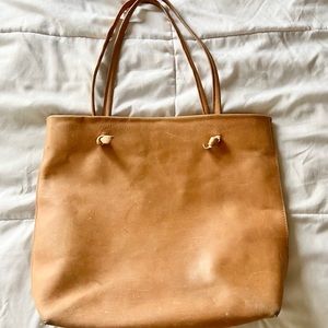ABLE Tan 16”x13” Leather Tote Bag